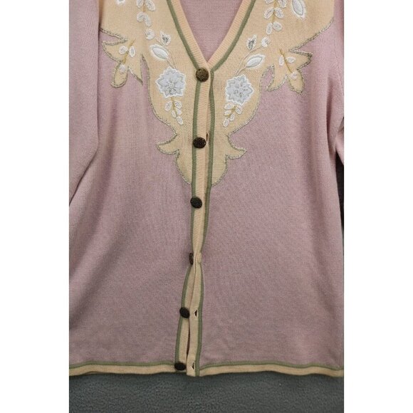 Storybook Knits Vtg. Beaded Embroidered Sweater-Size Large-Grandmacore-Y2K - Picture 6 of 13